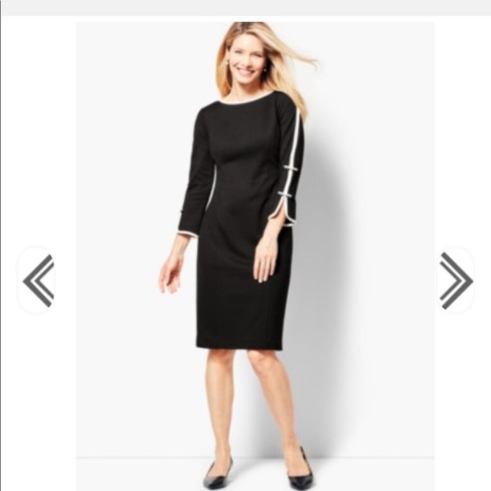 Talbots Bow-Sleeve Refined Ponte Sheath Dress size 12 NWT